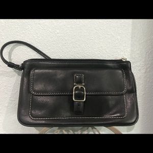 Classic Black Coach Leather Wristlet